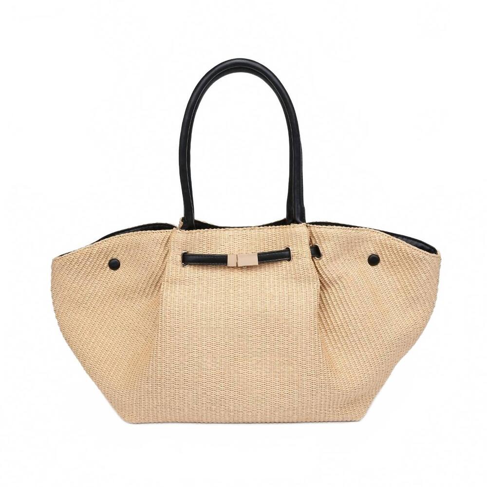 NEW URBAN EXPRESSIONS women's kaia straw tote bag in natural black
